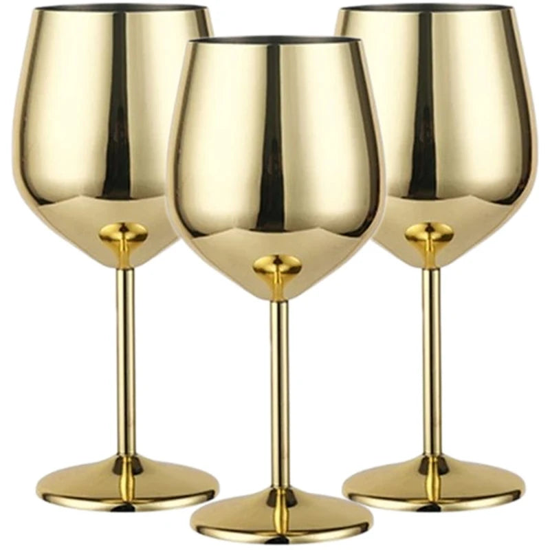 os copos de vinho altos de aço inoxidável 3PCS, projeto moderno elegante, 18oz, podem ser usados para o presente do dia do Valentim e o uso home