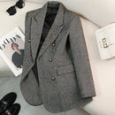 Outono Inverno Novo Blazer Casacos Jaquetas de Lã Feminina Manga Comprida Entalhado Vintage Grosso Outerwears Roupas Femininas Elegantes