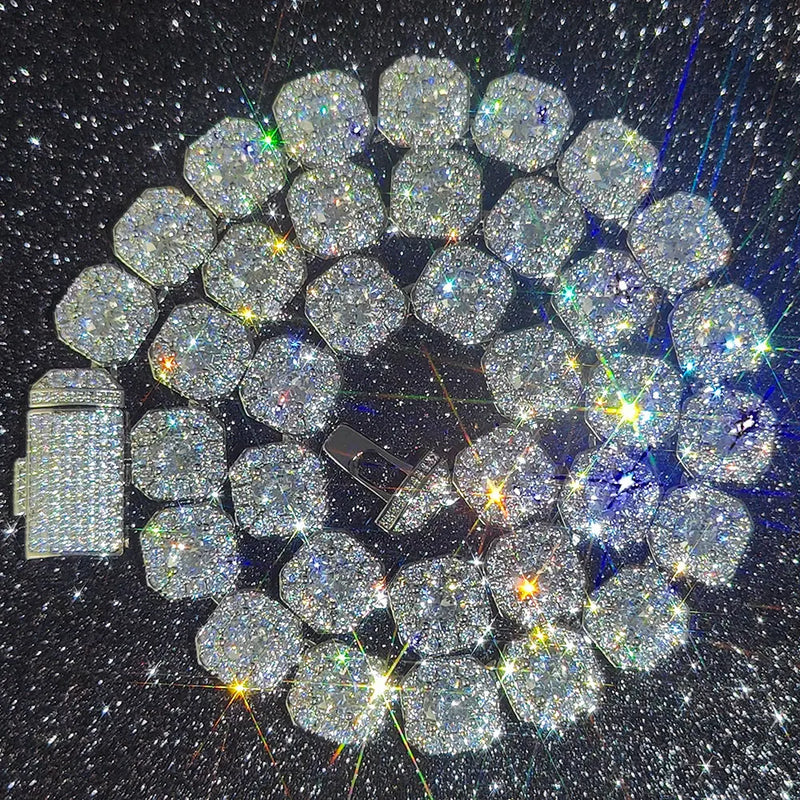10 / 12MM Clustered Tennis Chain para Homens Colar Hip Hop Iced Out Zircônia Latão Rapper Rock Gargantilha Jóias