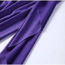 Vestido Maxi Fino Roxo Oco Out Mulheres Elegante Decote Em V Profundo Plissado Manga Cheia Vestidos Longos 2024 Vestes De Festa Da Senhora Da Moda