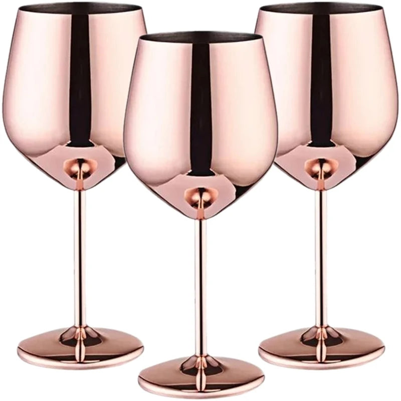 os copos de vinho altos de aço inoxidável 3PCS, projeto moderno elegante, 18oz, podem ser usados para o presente do dia do Valentim e o uso home