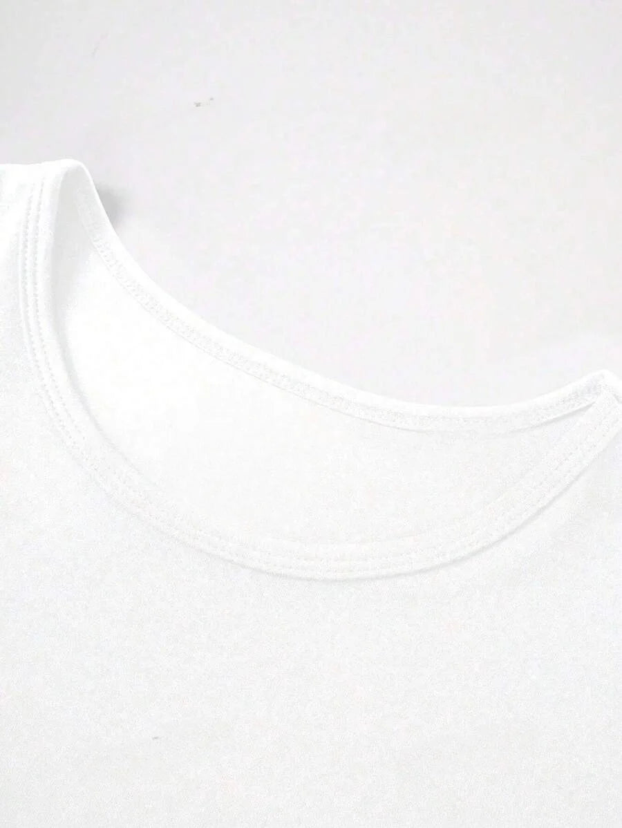 Camisetas Femininas Básicas Decote Redondo Manga Curta Tops Curtos Tops Fofos de Verão Camisetas Slim Fit Y2k Roupas 2024