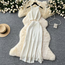 SINGREINY Verão Suave Malha 2 pcs Conjuntos Mulheres Halter Sem Mangas Camis + Bodycon Split Saia Com Cordão Oco Out Ternos De Férias