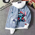 Lilo&stitch Hip Hop Jaquetas Jeans com Capuz para Homens Roupas Femininas Outono Inverno Jaqueta Masculina Patchwork Jaqueta Jeans Streetwear Roupas