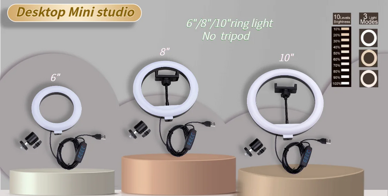 Luz de Anel LED 14 polegadas para Fotografia - Tripé com Luz de Anel para Transmissão ao Vivo