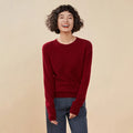 Pulôver feminino outono/inverno 100% puro suéter de caxemira casual suéter de malha gola redonda solto Tops básico versátil Blusa
