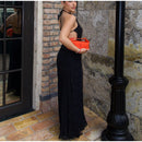 Elegante Plissado Halter Vestidos Longos Mulheres Retro Sexy Slim Sem Mangas Sem Encosto Vestido de Praia Feminino Chic Party Holiday Vestidos