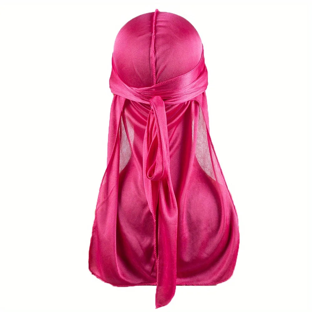Boné de Seda Durag para Homens Bandana Silky DuRag Doo Rag Long Tail Waves Cap