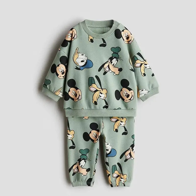 Conjunto de 2 peças para meninos com estampa de moletom infantil 6m-6y Outono Roupas infantis de manga comprida soltas com capuz casual roupas infantis roupas de bebê