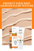 Protetor Solar Tintado FPS 50+ Hidratante Proteção UV para Rosto e Corpo Bloqueador Solar Leve Antienvelhecimento À Prova D'Água Clareador Uso Diário