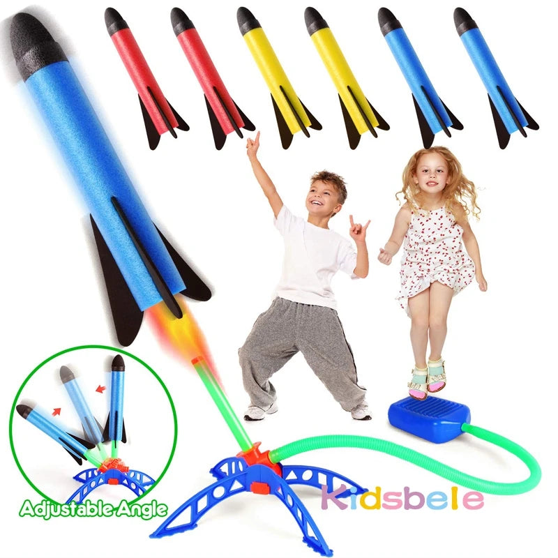 Kid Air Rocket Foot Pump Launcher Brinquedos Jogo Esportivo Jump Stomp Conjunto de Brincadeira Infantil Ao Ar Livre Brinquedo Pressionado Lançadores de Foguetes Jogos de Pedal
