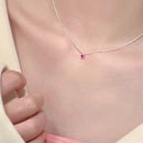 925 Colar de Prata Esterlina Pingente Para Mulheres Jóias Amor Colar Pequeno Mini Pingente de Coração Vermelho Simples Colar Em Forma de Coração