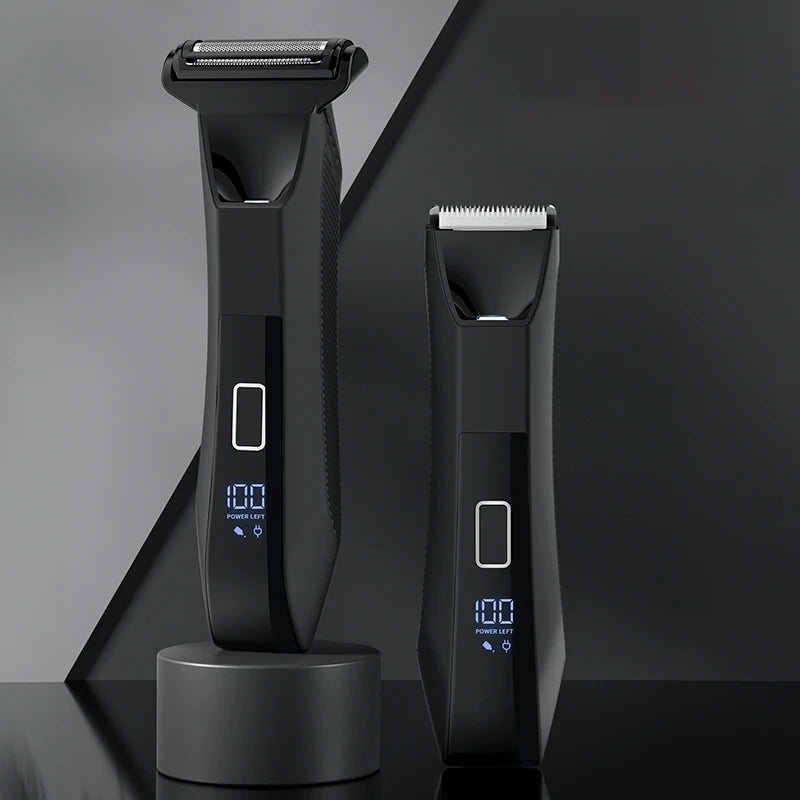 RESUXI 2 em 1 Aparador de Cabelo Elétrico Masculino Body Grooming Clipper Virilha Depiladora Púbica Lâmina de Cerâmica À Prova D'Água Macho Barbeador