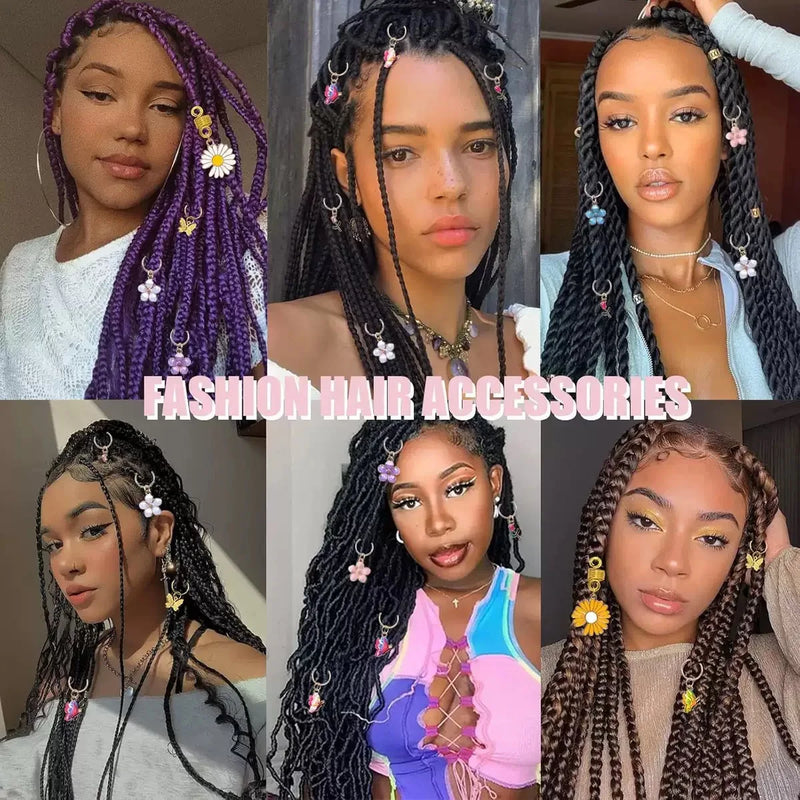 Conjunto de 24 peças de acessórios de cabelo com flores e borboletas, presilha de cabelo e anel de cabelo, flores coloridas, borboletas deslumbrantes