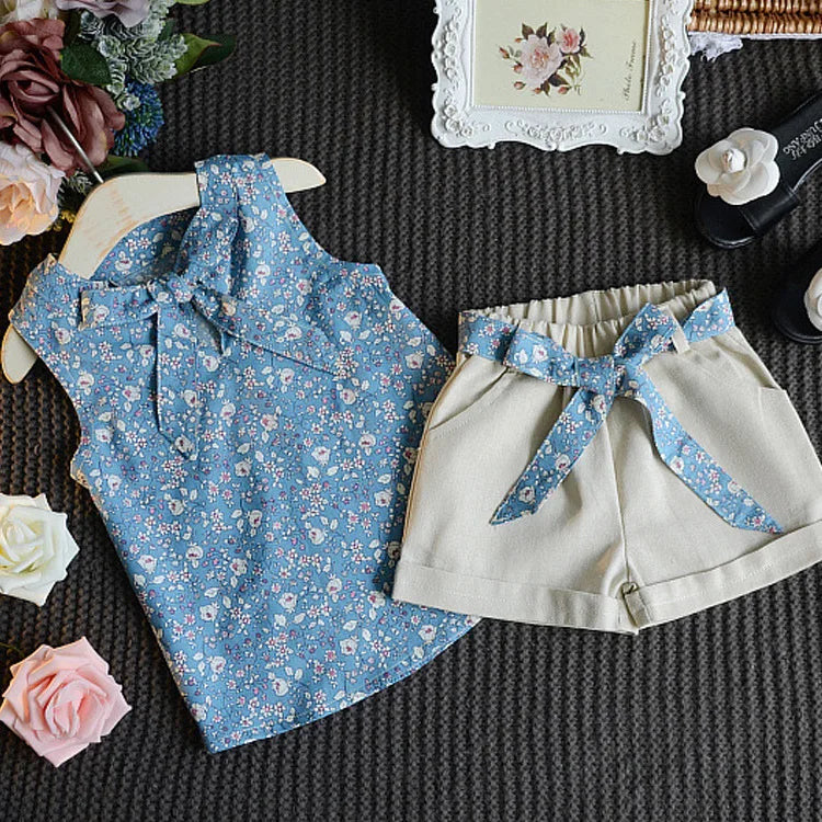 Novo Verão Bebê Meninas Roupas Crianças Sem Mangas Colete Shorts 2 Pçs/jogos Roupas Da Criança Infantil Moda Traje Crianças Fatos De Treino