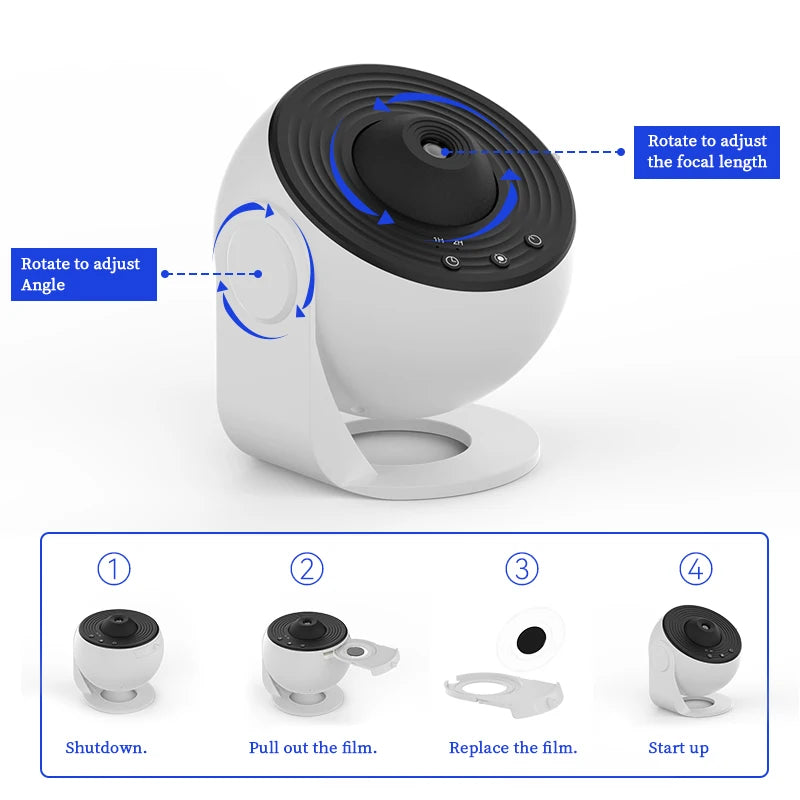 Luz Noturna Galáxia Projetor Céu Estrelado Projetor 360 ° Girar Lâmpada de Planetário Para Crianças Quarto Dia dos Namorados Presente Casamento Deco