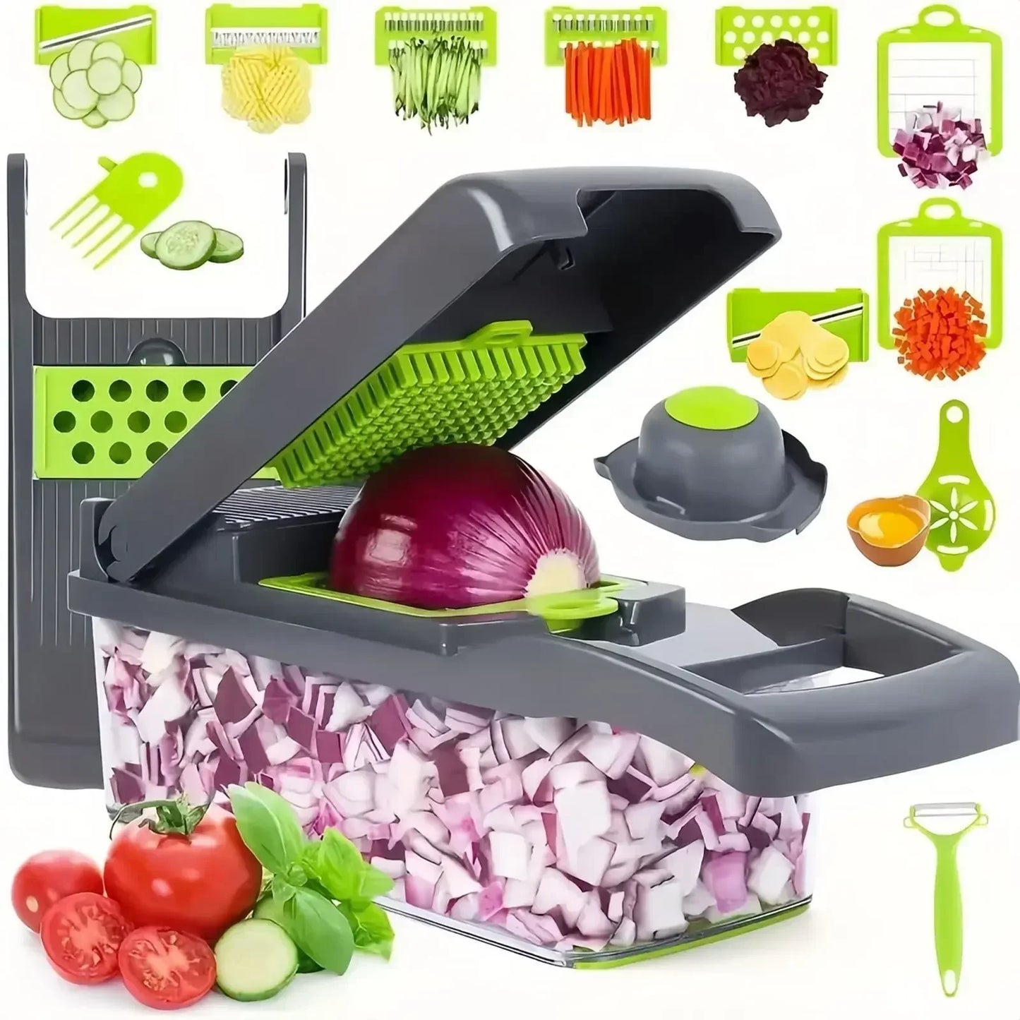 16/25 em 1 Cortador Multifuncional de Legumes com Cabo Ralador de Alimentos Cortador de Legumes Fatiador Picador Itens de Cozinha Ferramenta de cocina