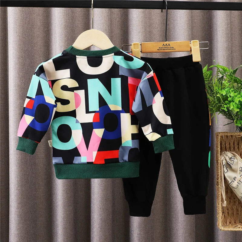 Nova Primavera Outono Bebê Menina Roupas Meninos Roupas Crianças Casual T-Shirt Calças 2 Pçs/jogos Criança Traje Esportivo Crianças Fatos de Treino