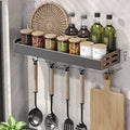 Elegante rack de condimentos de cozinha montado na parede com caixa de armazenamento Suporte multifuncional para utensílios domésticos com dispensador de vinagre de óleo