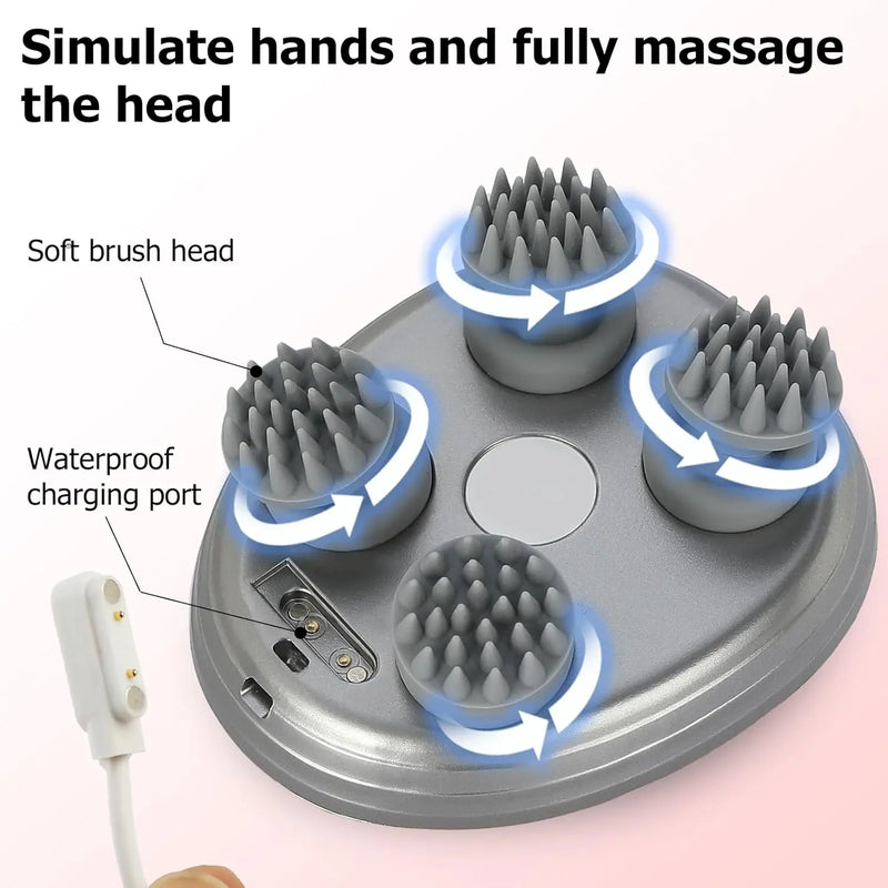 Massageador de Couro Cabeludo Elétrico Portátil à Mão, Raspa-Cabeça para Massagem Corporal Completa, Limpeza Profunda e Relaxamento do Estresse.