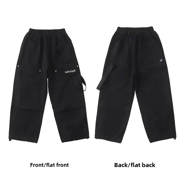 2024 Nova Primavera Outono Meninos Calças Calças Casuais de Perna Reta Grandes Crianças Calças Cargo Moda Cool Kids Roupas