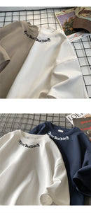 Camisetas grandes masculinas, camiseta branca de algodão 5XL para homens, casual, verão, moda, estampa de letras, gola, camisetas, roupas masculinas