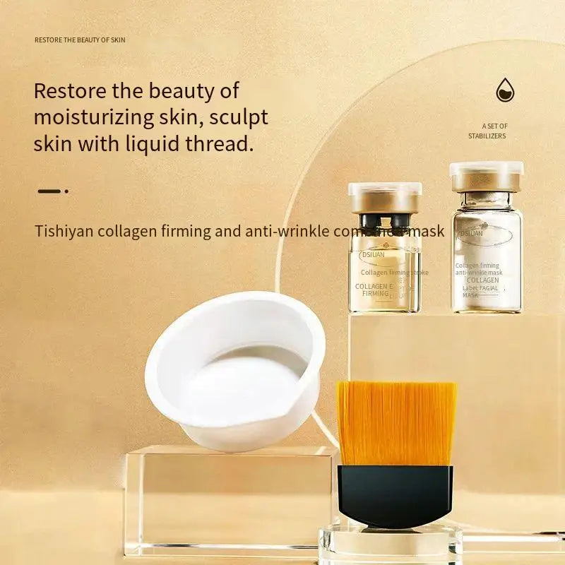 1 Caixa de Máscara em Pó Liofilizado de Peptídeo de Colágeno Set Levanta e Firme o Rosto em V Ácido Hialurônico Clareia, Hidrata e Rejuvenesce a Pele
