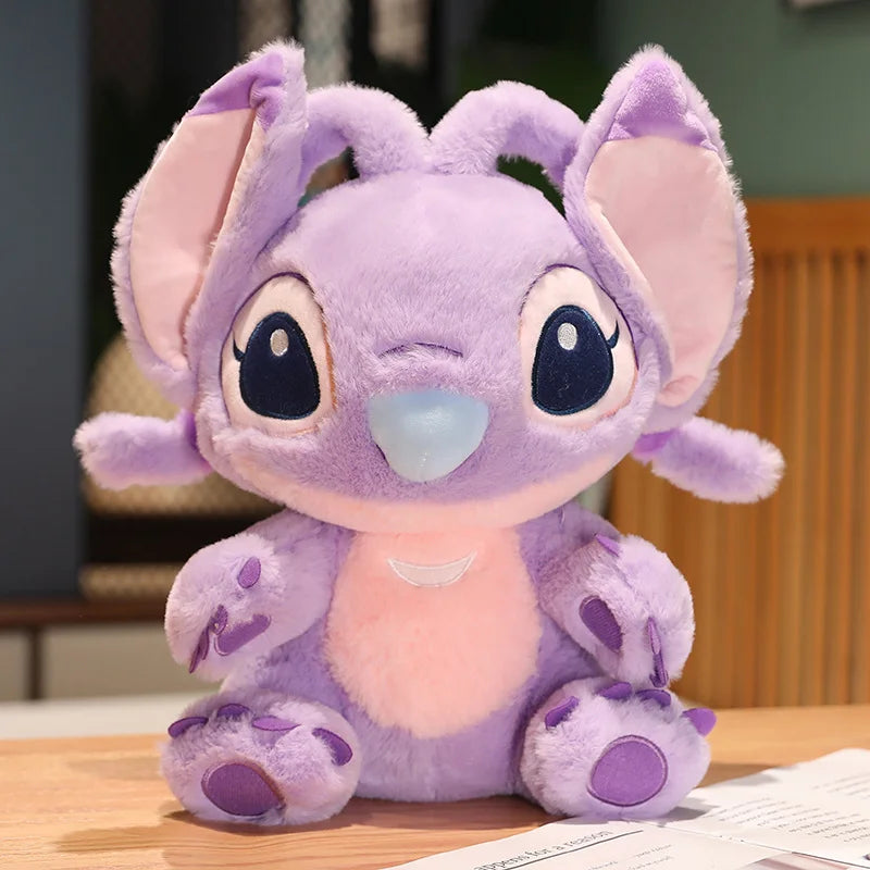 Miniso Kawaii Disney Lilo & Stitch Brinquedo de Pelúcia Kawaii Soft Blue Purple Elf Disney Lilo & Stitch Boneco de Pelúcia Anime Filme Presente de Natal