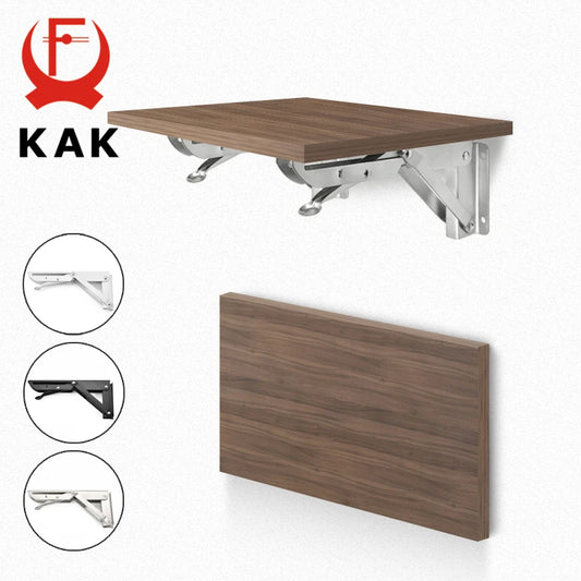 KAK 2pcs Suporte de prateleira dobrável Heavy Duty Aço inoxidável dobrável Suporte de prateleira Hardware para mesa de trabalho RV Car Saving Space