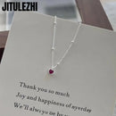 925 Colar de Prata Esterlina Pingente Para Mulheres Jóias Amor Colar Pequeno Mini Pingente de Coração Vermelho Simples Colar Em Forma de Coração