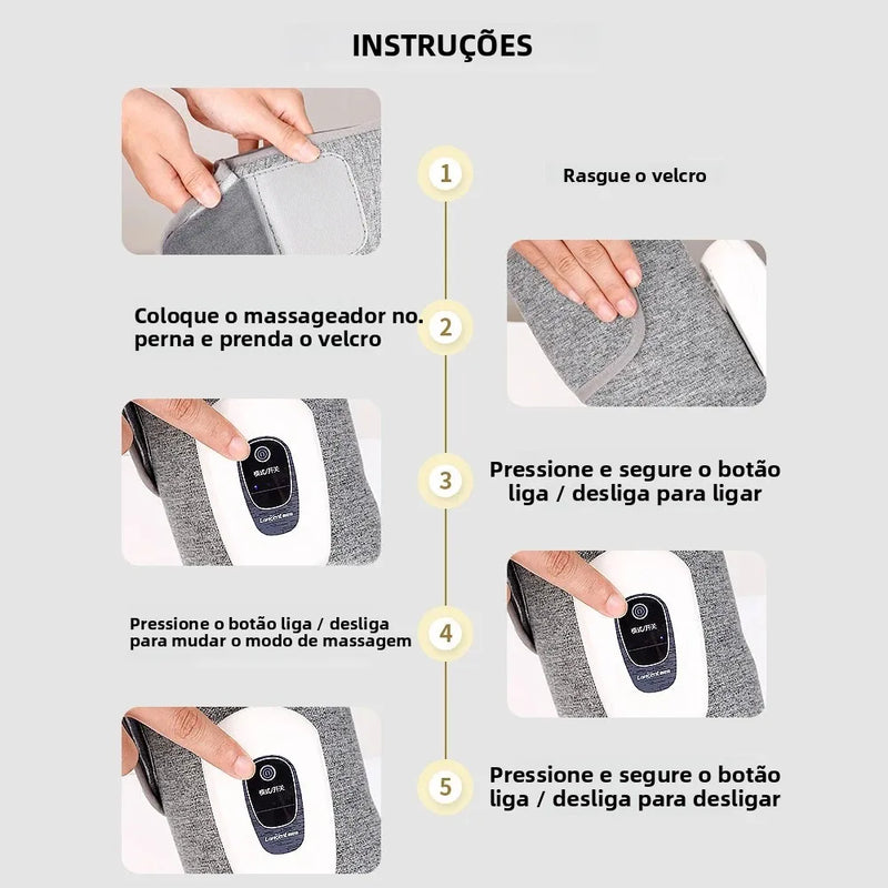 Massageador de Panturrilha Elétrico com Aquecimento, Amassamento e Pressão de Ar - Massageador de Pernas para Circulação Sanguínea, Compressão de Ar para Pernas, Sem Fio
