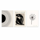 Cartaz abstrato Boho Matisse Preto Bege Dente-de-leão Impressão de Arte Sol Pintura em tela Moderna Imagem de parede Sala de estar Decoração de quarto