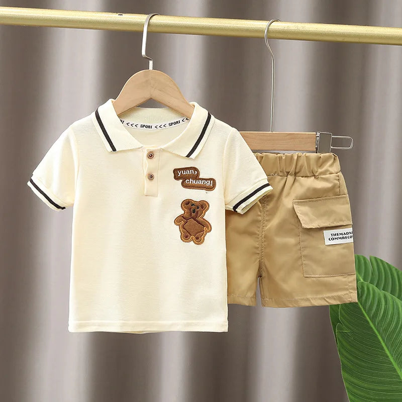 Crianças Roupas mãe Crianças Roupas Crianças Conjuntos Meninos T-shirt Shorts Verão Algodão Manga Curta moda Suit2PCS