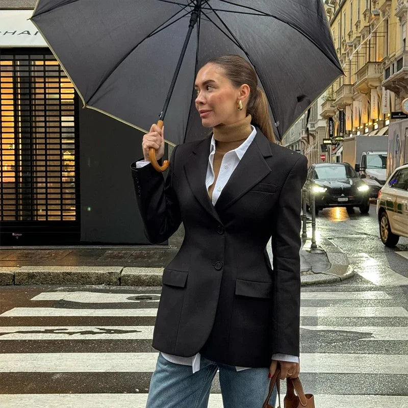 Bornladies Outono Inverno Cintura Fina Chic Blazer Casacos Senhoras Escritório Senhoras Trespassado Moda Ternos Jaqueta Roupas Femininas