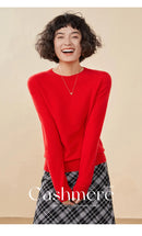 Pulôver feminino outono/inverno 100% puro suéter de caxemira casual suéter de malha gola redonda solto Tops básico versátil Blusa