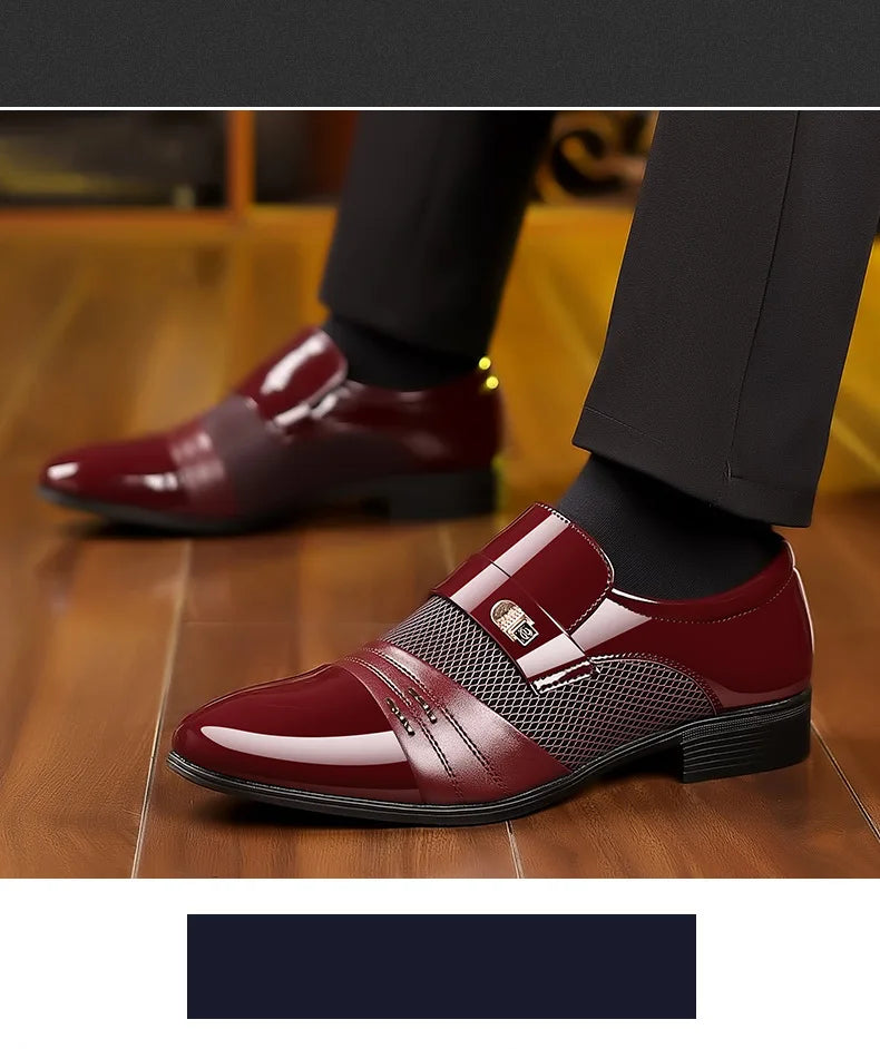 Oxford Sapatos Masculinos de Luxo Laca Sapato de Casamento Apontado Dedo Do Pé Sapatos de Vestido para Homens Clássicos Homens de Negócios Sapatos de Couro Tamanho Grande 38-48