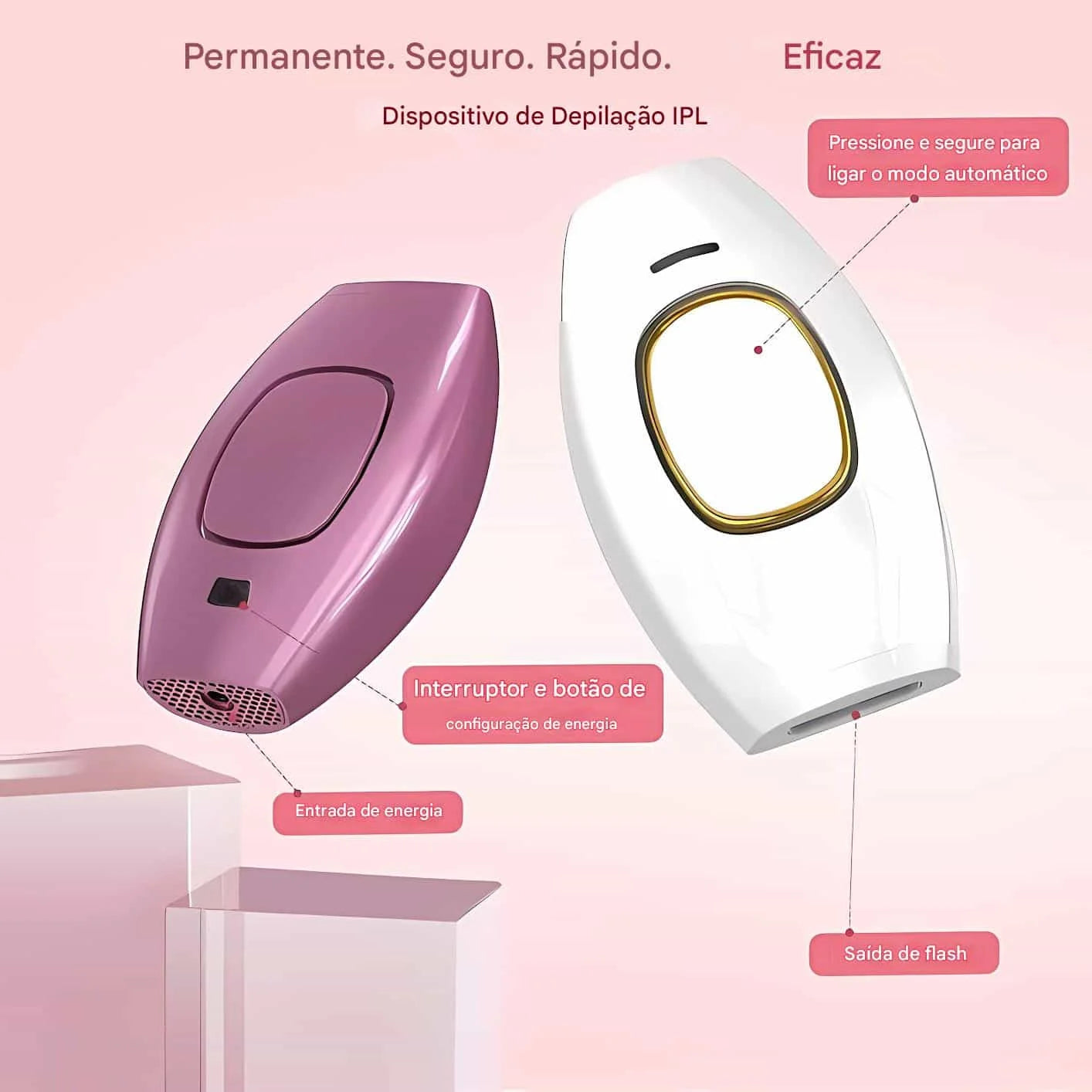 Dispositivo de Depilação IPL 490.000 Pulsos para Mulheres