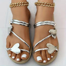 Sandálias planas de coração para mulheres elegantes com dedo aberto para mulher chinelos antiderrapantes ao ar livre sandálias femininas verão 2024 tamanho 43