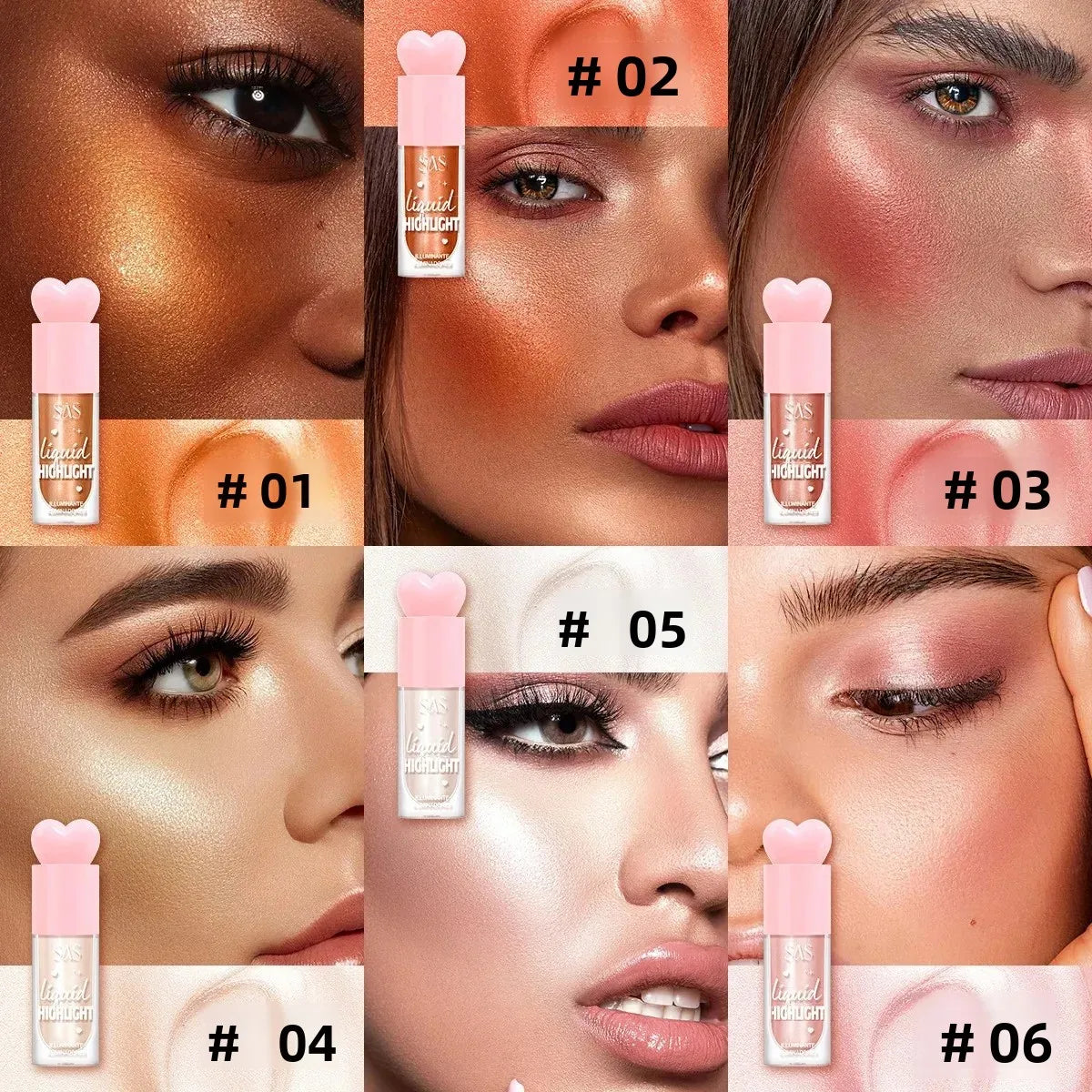 Iluminador Líquido para Contorno Facial Maquiagem Brilho