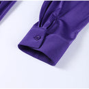 Vestido Maxi Fino Roxo Oco Out Mulheres Elegante Decote Em V Profundo Plissado Manga Cheia Vestidos Longos 2024 Vestes De Festa Da Senhora Da Moda