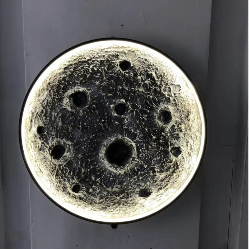 Lâmpada de parede 3D Crater moderna Luxo Redondo Tridimensional Alívio Lua Design Embelezado Decoração de Casa 3 Cor Lâmpada Mural