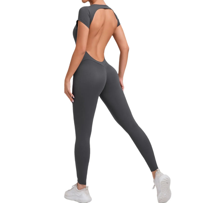 Sexy Mangas Compridas Terno Feminino Macacão Secagem Rápida Roupas de Ioga Treino Bodysuits Backless Esportes Macacão Mulheres Ginásio