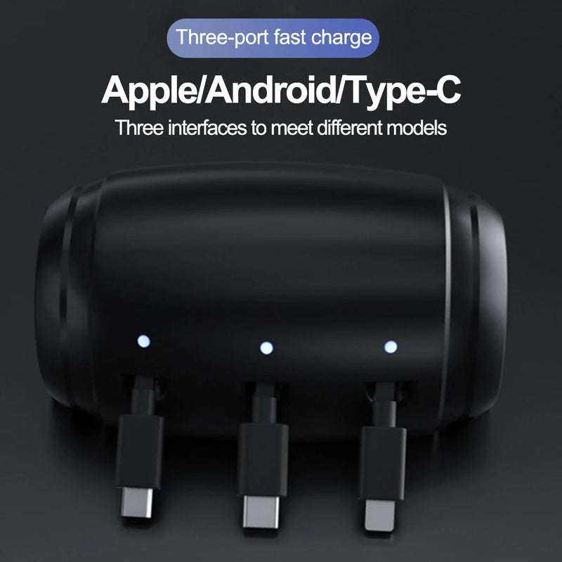 Carregador de apoio de cabeça retrátil para trás multi USB-C rápido para Android, Apple para iPhone, Samsung, acessório para notebook