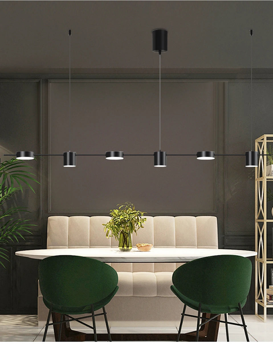 Lustres modernos para sala de estar com LED Mesa de jantar Lustre de teto Luminária suspensa para cozinha Lâmpada de iluminação interna regulável
