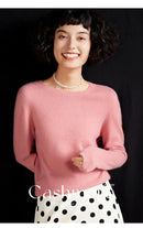 Pulôver feminino outono/inverno 100% puro suéter de caxemira casual suéter de malha gola redonda solto Tops básico versátil Blusa