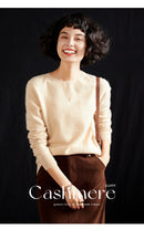 Pulôver feminino outono/inverno 100% puro suéter de caxemira casual suéter de malha gola redonda solto Tops básico versátil Blusa