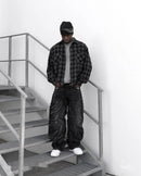 2024 Y2k Streetwear Retro Raw Edge Bordado Jeans Largos Homens Mulheres Moda Hip Hop Personalidade Patchwork Cintura Alta Calças Jeans