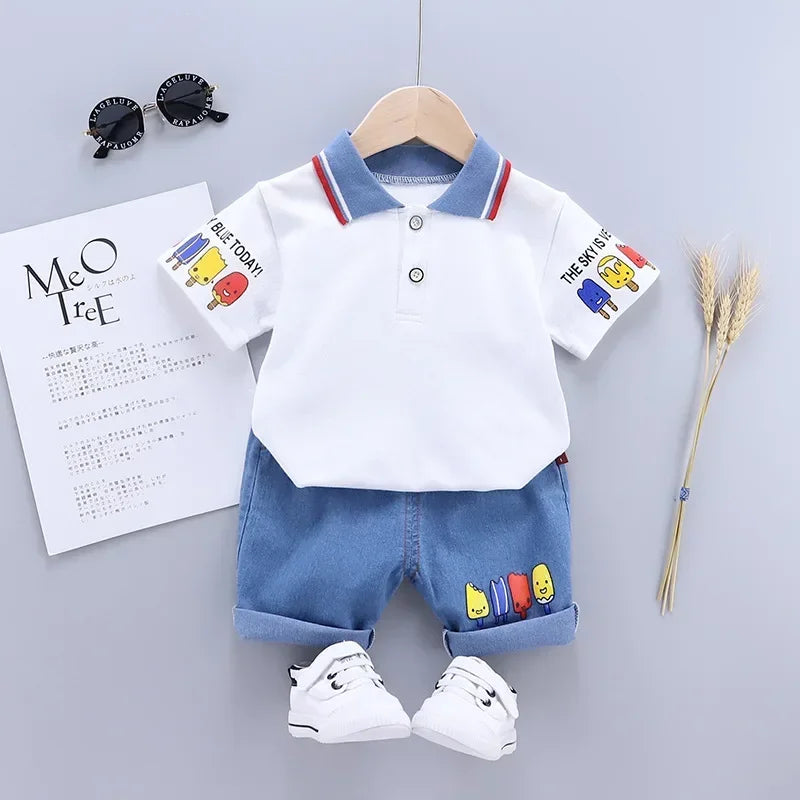 Crianças Roupas mãe Crianças Roupas Crianças Conjuntos Meninos T-shirt Shorts Verão Algodão Manga Curta moda Suit2PCS