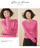 Pulôver feminino outono/inverno 100% puro suéter de caxemira casual suéter de malha gola redonda solto Tops básico versátil Blusa