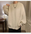 Suéter de gola redonda, cor sólida, básico, masculino, feminino, outono, inverno, parcimonioso, simples, casal, suéter de malha, quente, macio